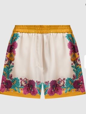 NWT La DoubleJ Floral Print Silk Shorts
